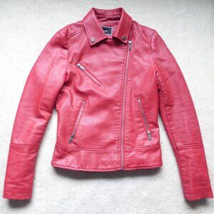 LE CHATEAU red faux leather moto jacket